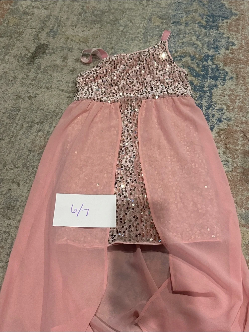 Amazon Girls Sparkle Pink Mesh Overlay Sequin Dress